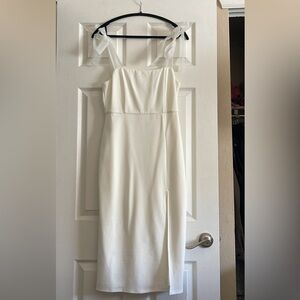 Lulus dress - white tie strap bodycon midi